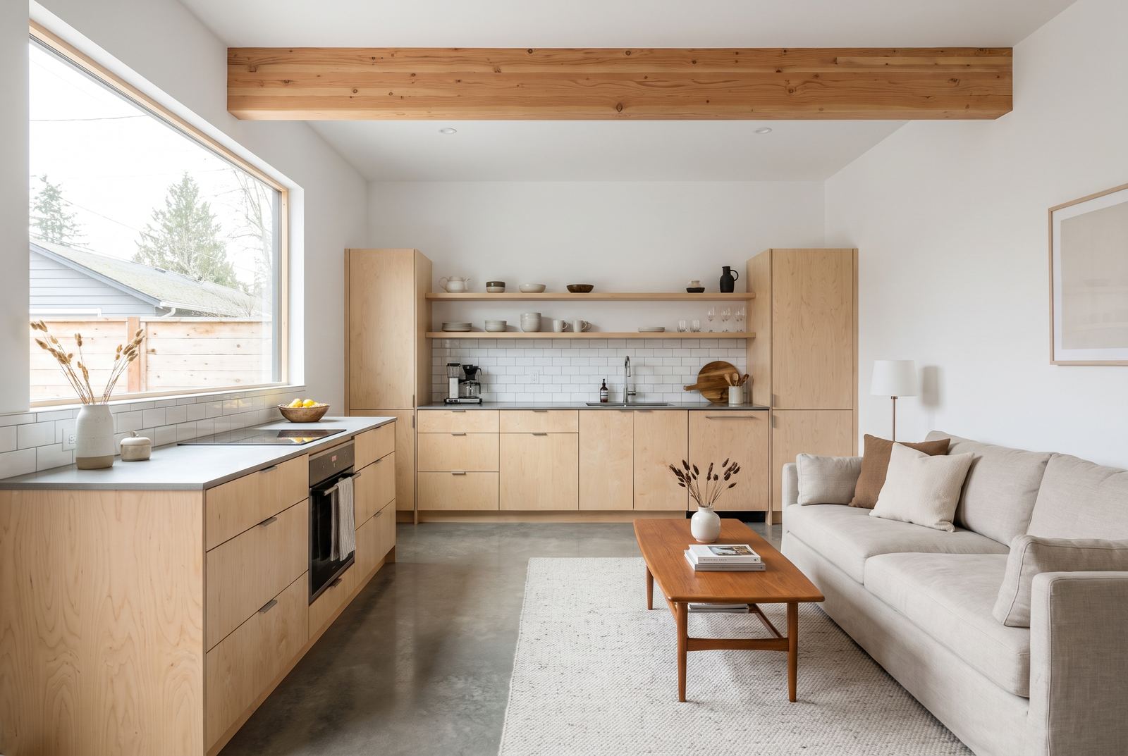 Converted garage ADU studio interior